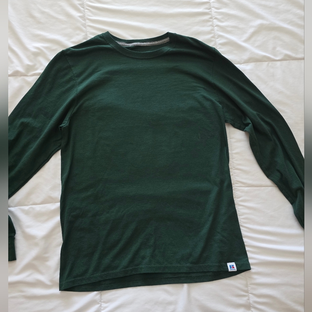 * Russell Athletic‎ Forest Green Crewneck Long-sleeve T-shirt Workwear Casual